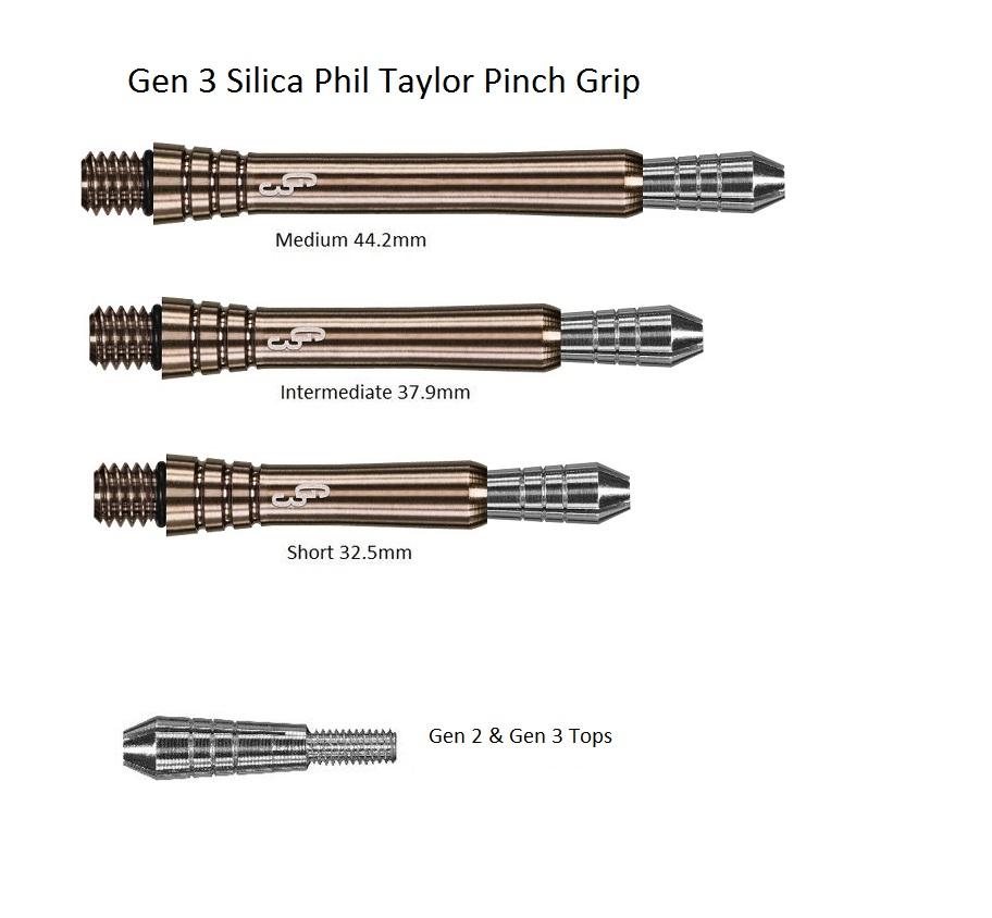 Phil Taylor Gen 3 Silica Pinch Grip Titanium Dart Stems / Shafts by Target