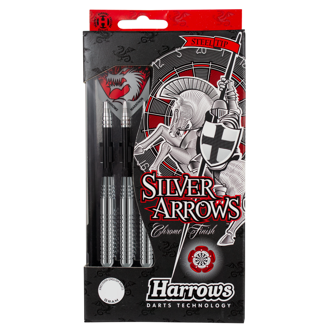 Harrows Silver Arrows Ringed Chromed Brass Steel Tip Darts