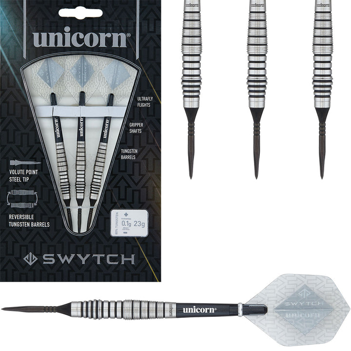 Swytch Black 80% Tungsten Steel Tip Darts by Unicorn