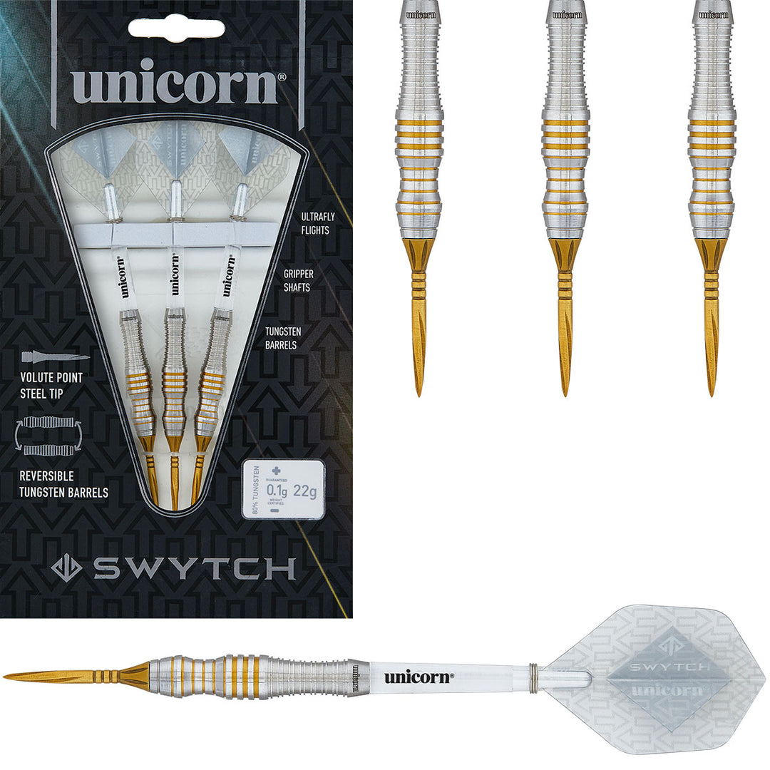 Swytch Gold 80% Tungsten Steel Tip Darts by Unicorn