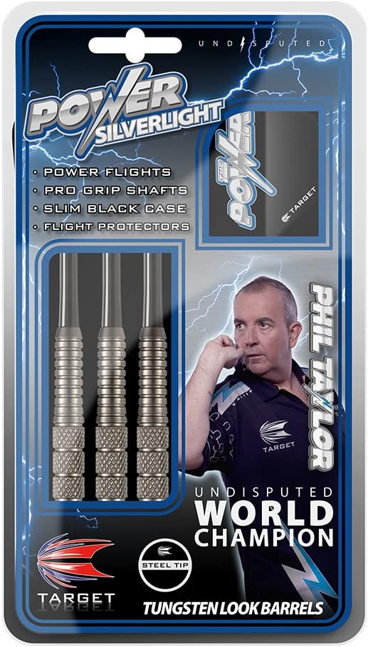 Phil Taylor Brass Silverlight Knurled Steel Tip Darts by Target