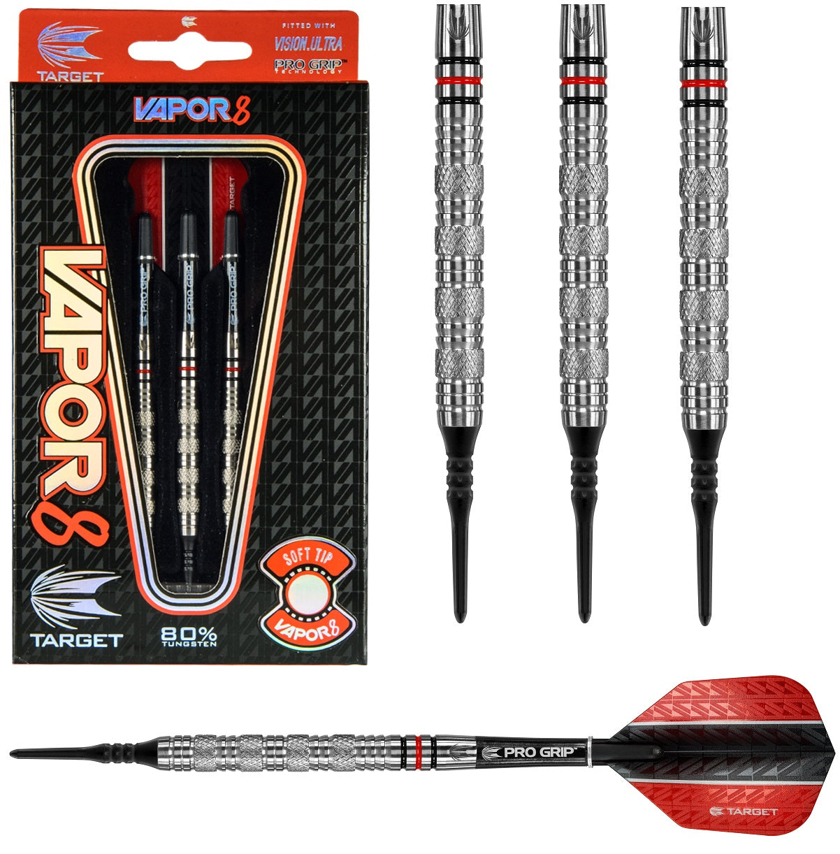Vapor 8 01 Tungsten Soft Tip Darts by Target - Vapor8 55mm Barrel