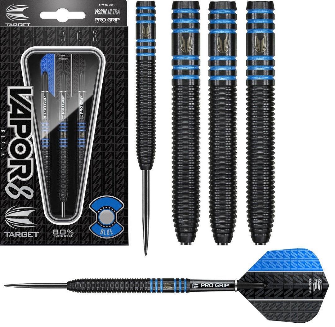Vapor 8 Black with Blue Rings Steel Tip Darts by Target - Vapor8