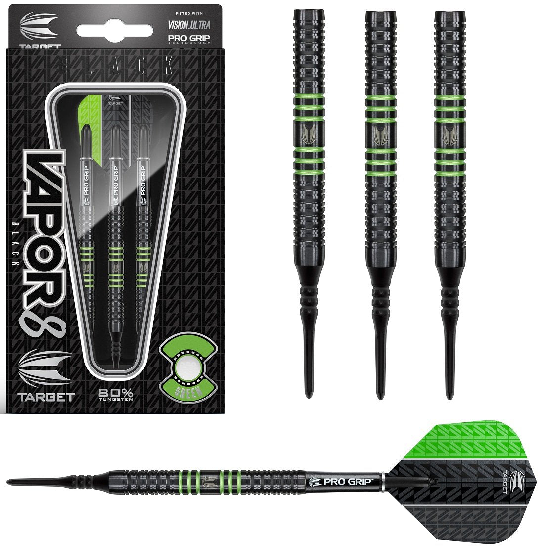 Vapor 8 Black with Green Rings Soft Tip Darts by Target Vapor8