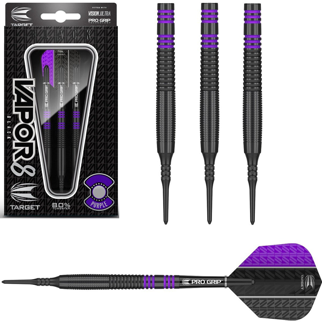 Vapor 8 Black with Purple Rings Soft Tip Darts by Target - Vapor8