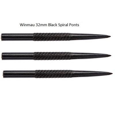 Winmau Black Spiral Grip Replacement Dart Points