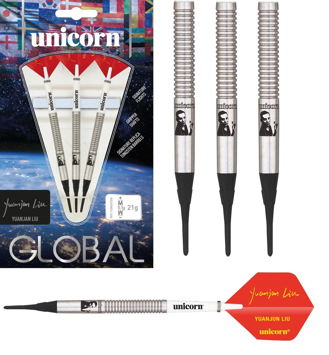 Yuanjun Liu Global 90% Tungsten Soft Tip Darts by Unicorn