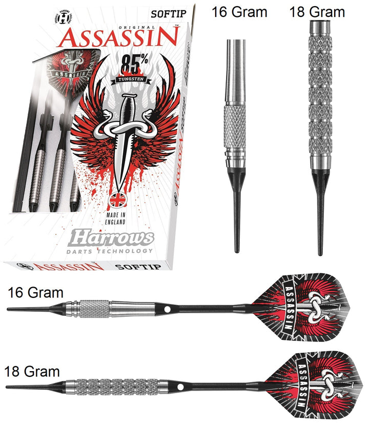 Harrows Assassin 85% Tungsten K Soft Tip Darts