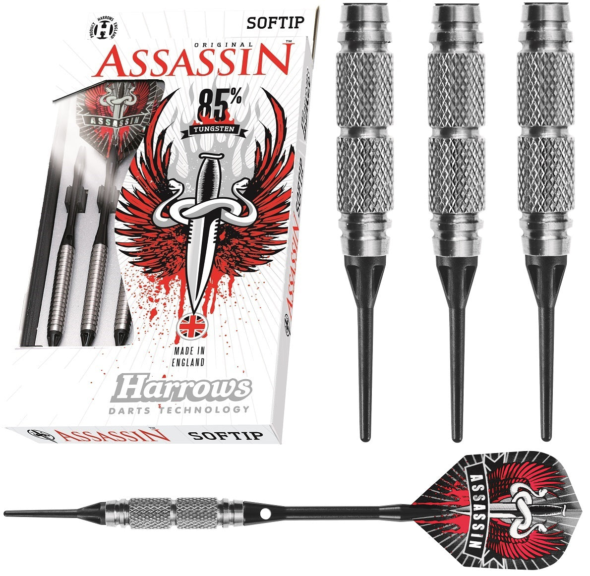 Harrows Assassin 85% Tungsten K2 Soft Tip Darts – Double Top Darts