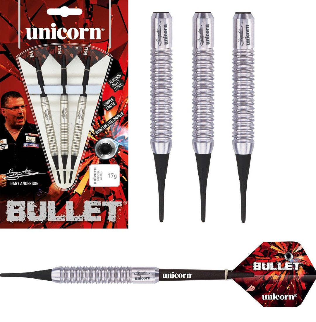 Unicorn Gary Anderson Style 1 Bullet Stainless Steel, Soft Tip Darts