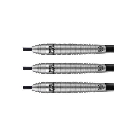 Mario Vandenbogaerde 80 Percent Tungsten Steel Tip Darts close up image showing detailed grip patterns, machining, coating, and precision craftsmanship