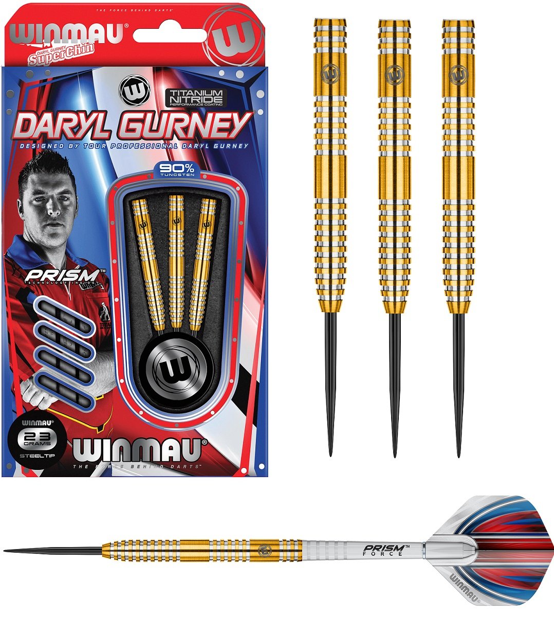 Daryl Gurney Gold / Golden 90% Tungsten Steel Tip Darts by Winmau