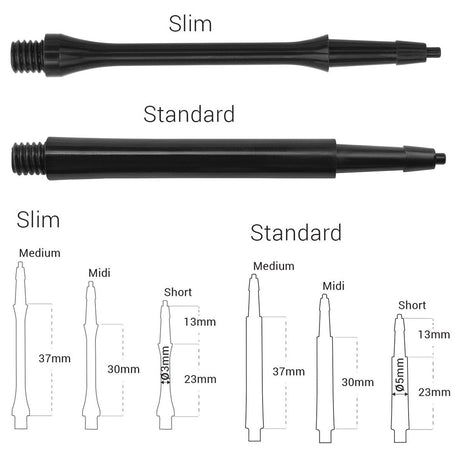 Harrows CLIC Black System Dart Stems Shafts main product image showing the stems, packaging, and included contents