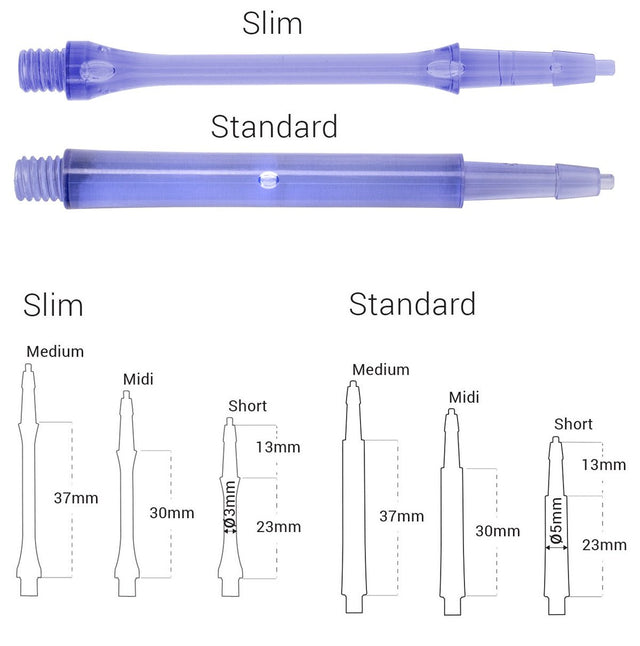 Harrows CLIC Blue System Dart Stems Shafts main product image showing the stems, packaging, and included contents