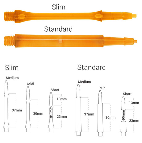 Harrows CLIC Orange System Dart Stems Shafts main product image showing the stems, packaging, and included contents