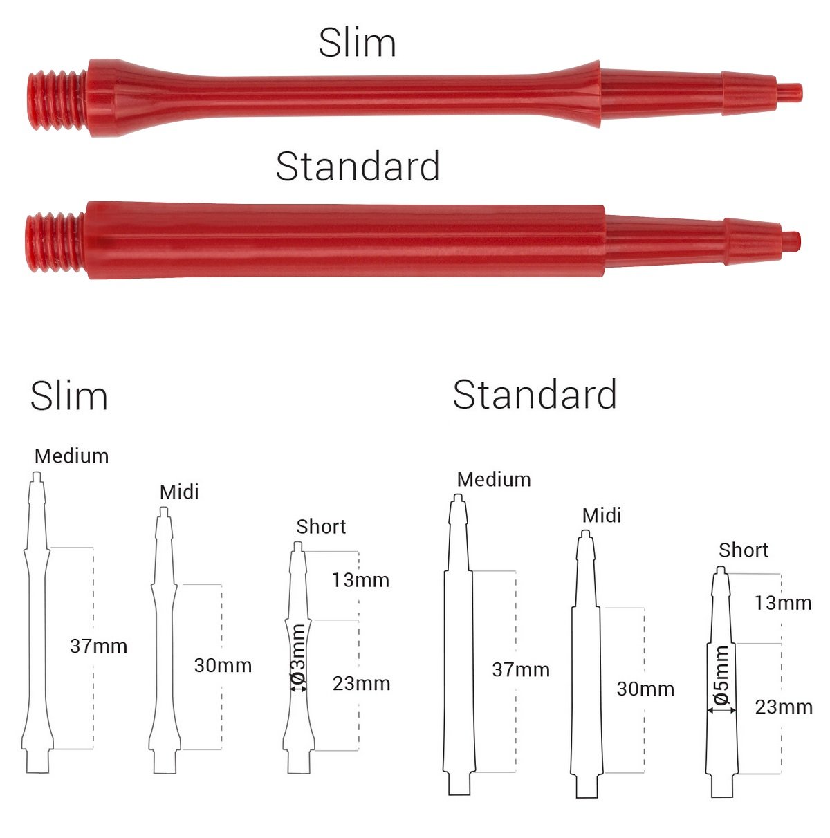 Harrows CLIC Red System Dart Stems Shafts main product image showing the stems, packaging, and included contents