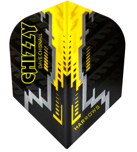 Dave Chisnall Black and Yellow Dart Flights main image on a white background.