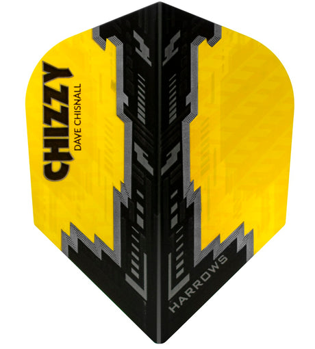 Dave Chisnall Yellow and Black Dart Flights main image on a white background.
