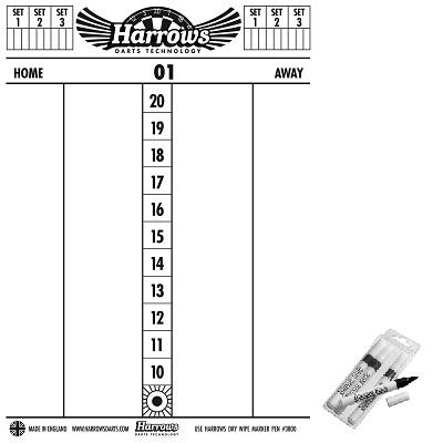 Harrows Dry Wipe Score Board main product image showing the score board and included contents