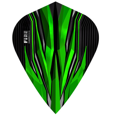 Harrows Fire Green Kite Dart Flights main image on a white background.