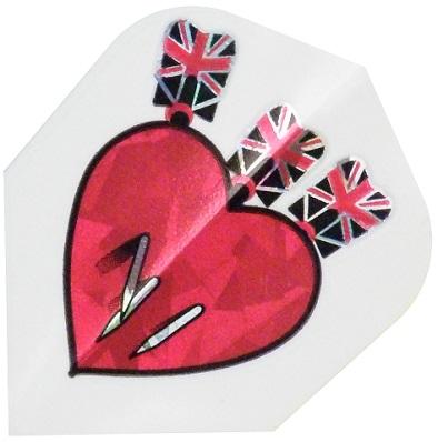 Harrows Hologram Darts in Heart Dart Flights main image on a white background.
