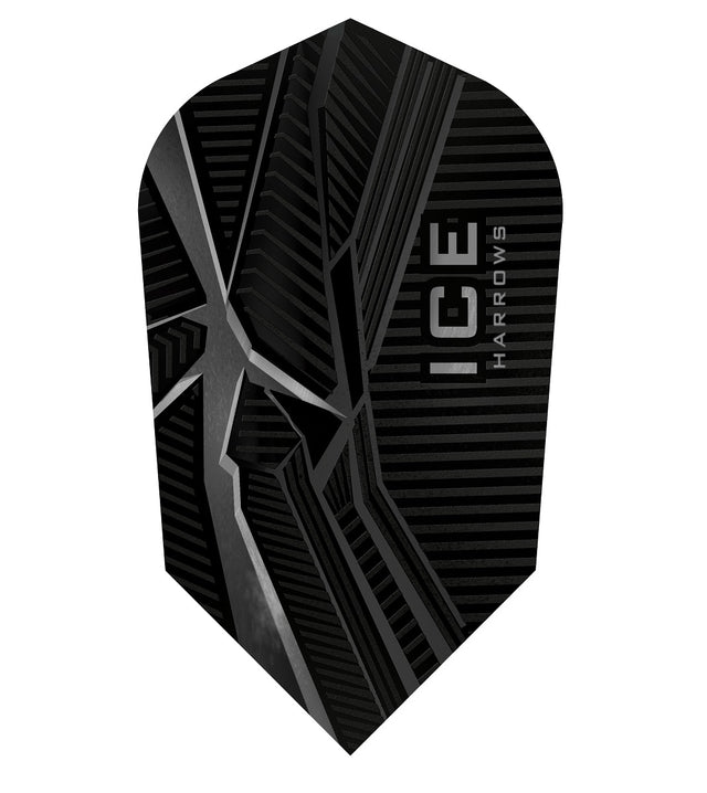 Harrows ICE Recut Black Slim Dart Flights main product image showing the flight design and product contents