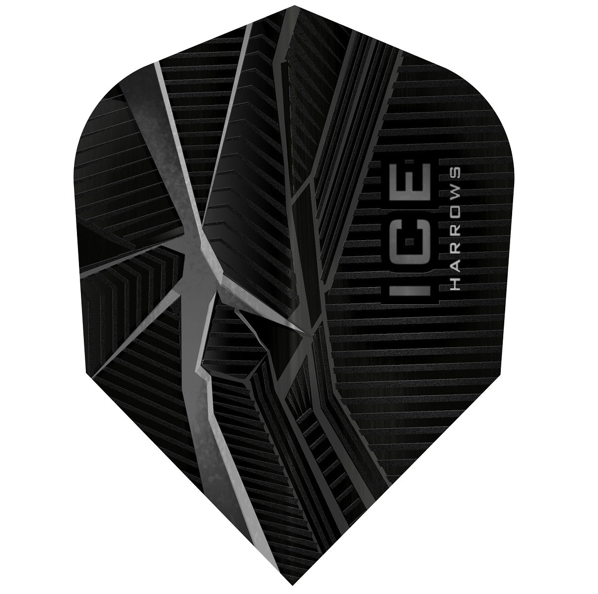 Harrows ICE Recut Black Standard Dart Flights main product image showing the flight design and product contents