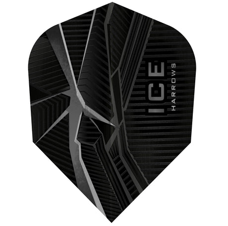 Harrows ICE Recut Black Standard Dart Flights main product image showing the flight design and product contents