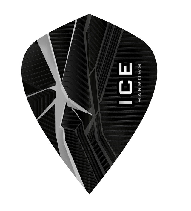 Harrows ICE Recut Clear Kite Dart Flights main product image showing the flight design and product contents