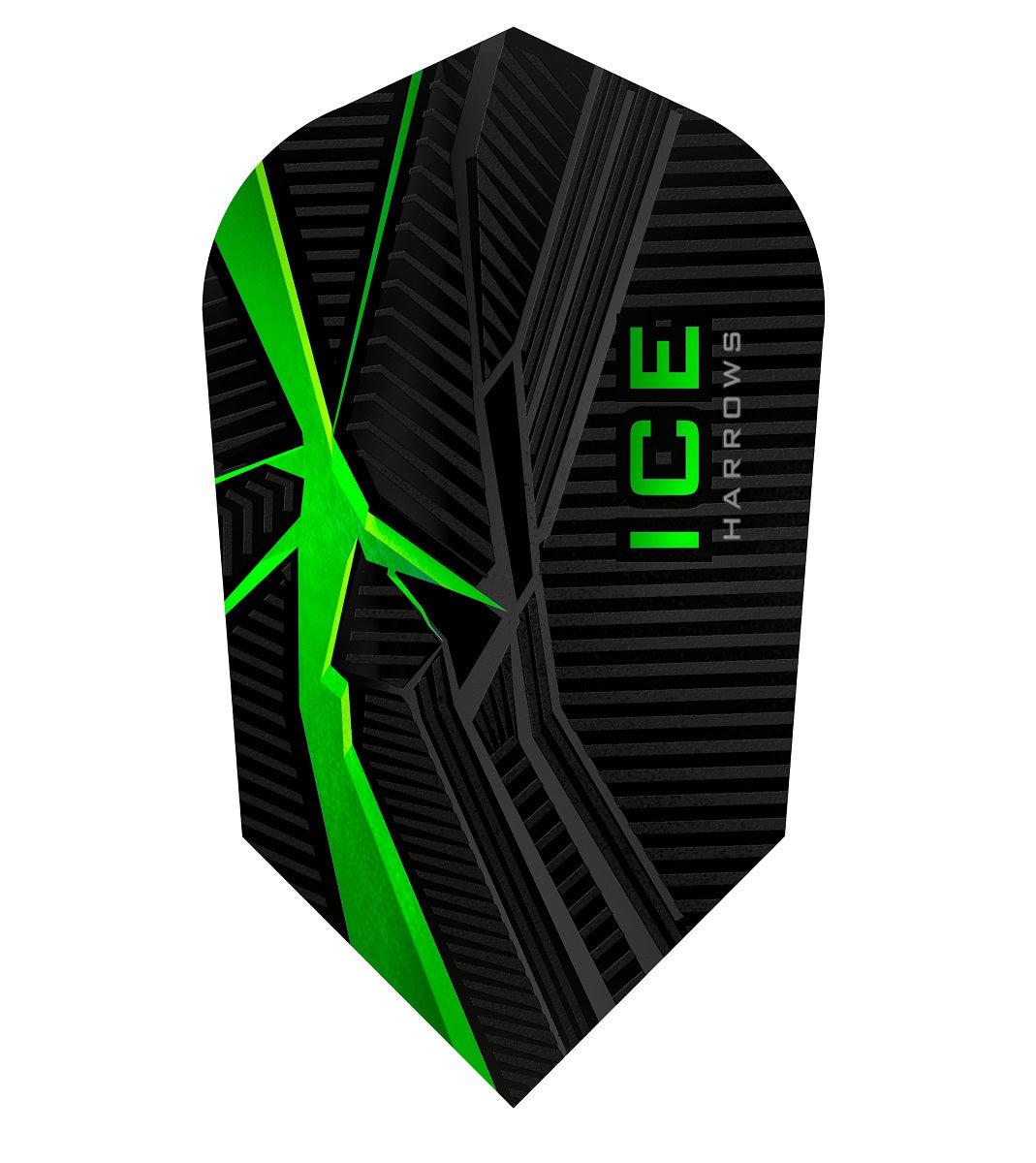 Harrows ICE Recut Green Slim Dart Flights main product image showing the flight design and product contents