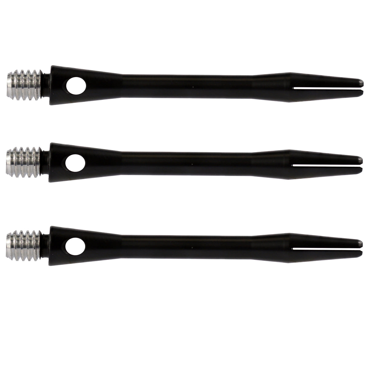 Harrows Keramic Black Dart Stems Shafts Black main product image showing the stems, packaging, and included contents