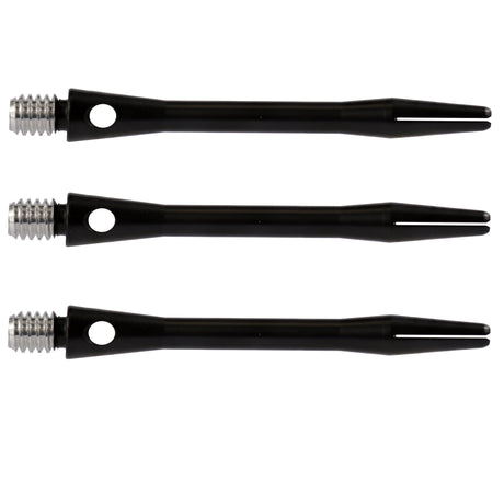 Harrows Keramic Black Dart Stems Shafts Black main product image showing the stems, packaging, and included contents