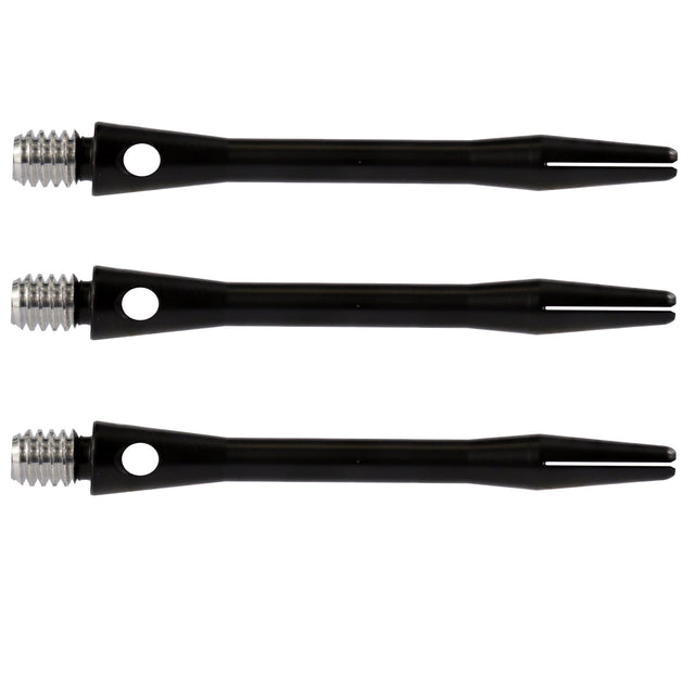 Harrows Keramic Black Dart Stems Shafts Black main product image showing the stems, packaging, and included contents