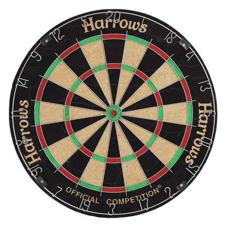 Harrows Official Competition Dartboard main product image showing the dartboard and product contents