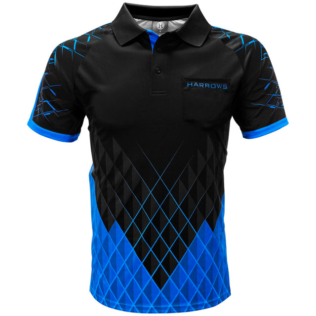 Harrows Paragon Blue Dart Shirt front view image showing the complete shirt design, colours, and styling details