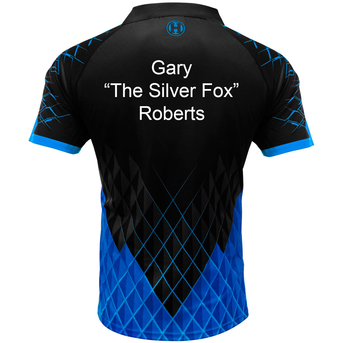 Harrows Paragon Blue Dart Shirt example image showing a personalised shirt with custom name and printed details displayed on the garment.