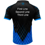 Harrows Paragon Blue Dart Shirt image highlighting available name and customisation options