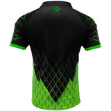 Harrows Paragon Green Dart Shirt rear view image showing the back design and shirt styling