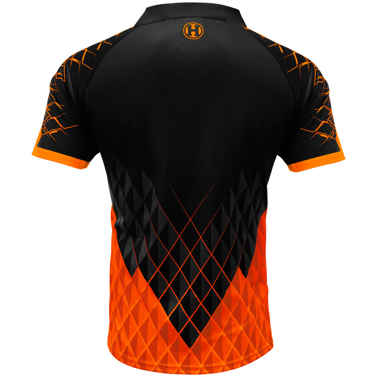Harrows Paragon Orange Dart Shirt rear view image showing the back design and shirt styling