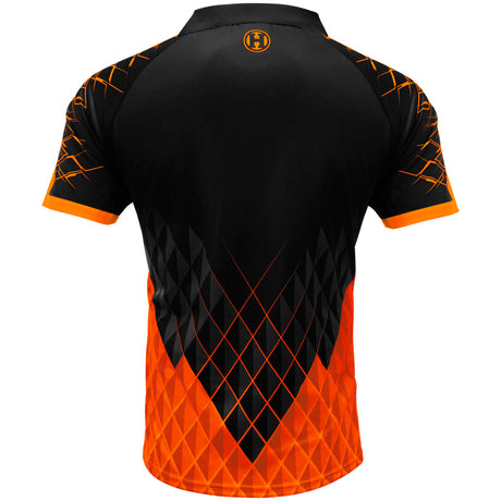 Harrows Paragon Orange Dart Shirt rear view image showing the back design and shirt styling