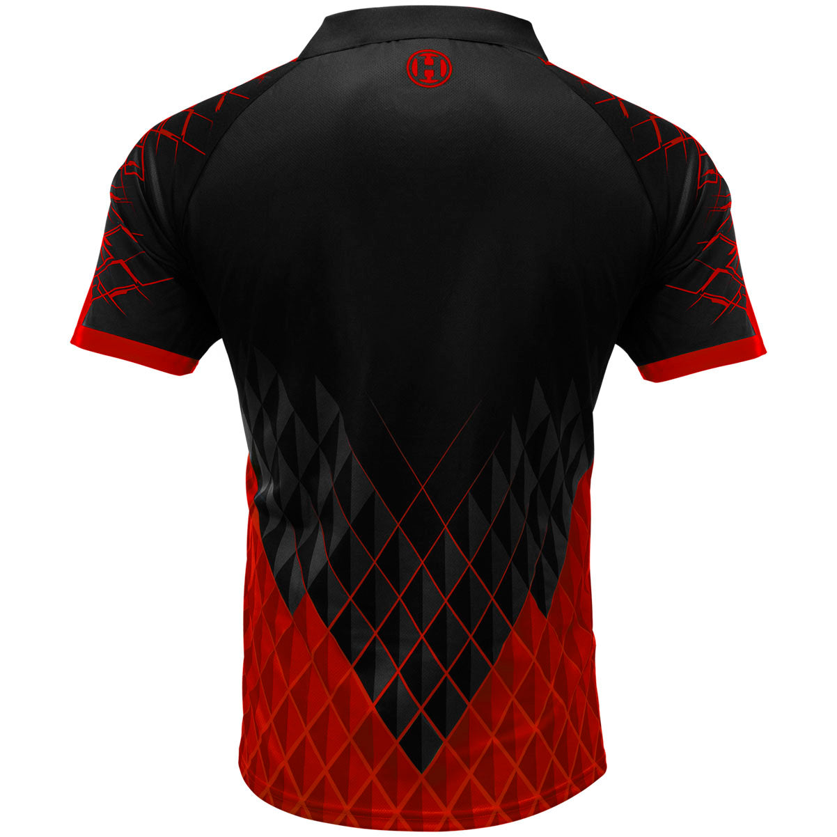 Harrows Paragon Red Dart Shirt rear view image showing the back design and shirt styling
