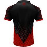Harrows Paragon Red Dart Shirt rear view image showing the back design and shirt styling