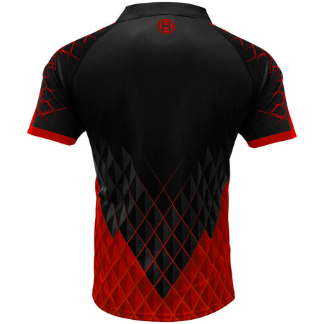 Harrows Paragon Red Dart Shirt rear view image showing the back design and shirt styling