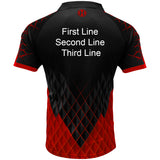 Harrows Paragon Red Dart Shirt image highlighting available name and customisation options