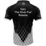 Harrows Paragon White Dart Shirt example image showing a personalised shirt with custom name and printed details displayed on the garment.