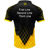 Harrows Paragon Yellow Dart Shirt image highlighting available name and customisation options