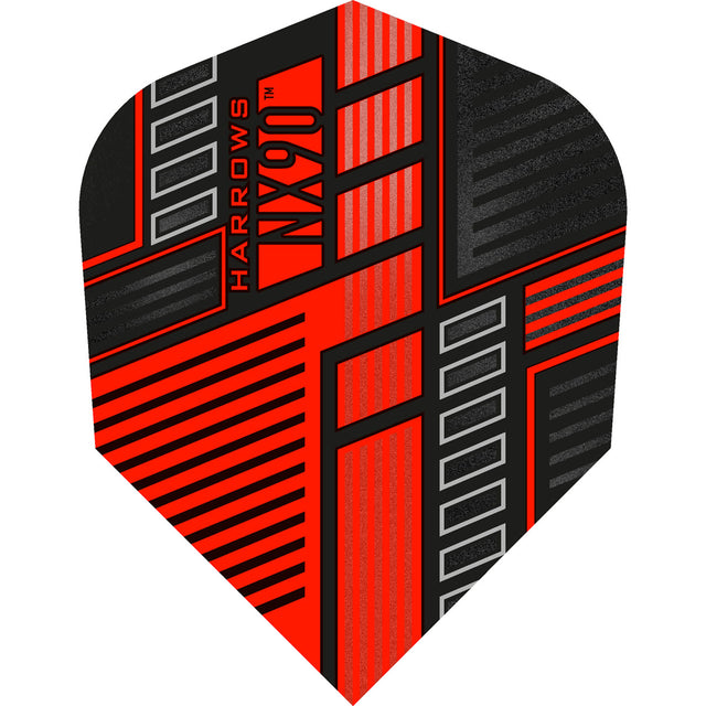 Harrows Prime NX90 No6 Standard Red Dart Flights main product image showing the flight design and product contents