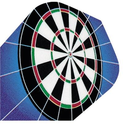 Harrows Quadro Dartboard on Blue Dart Flights main image on a white background.