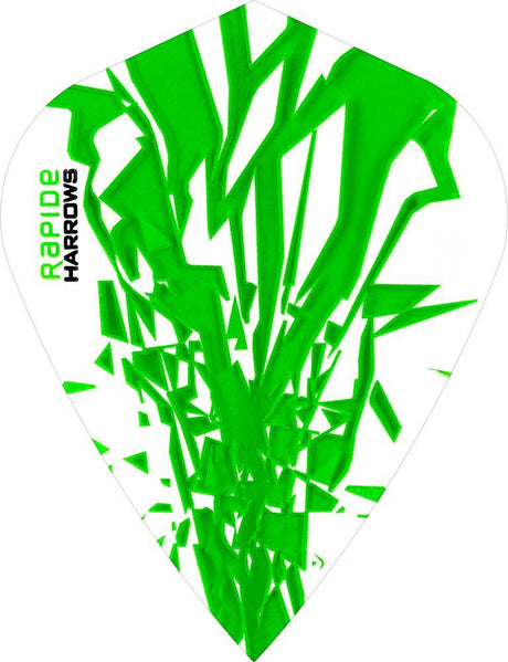 Harrows Rapide Kite Green on White Dart Flights main image on a white background.