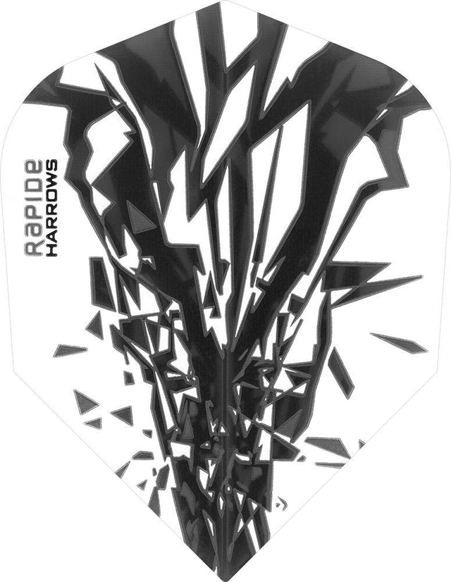 Harrows Rapide Smokey on White Dart Flights main product image showing the flight design and product contents